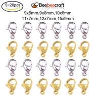 BeeBeecraft 5-20pcs 304 Stainless Steel Lobster Claw Clasps Keychain hook end connector Manual Polishing Nickel Free Stainless Steel Color for Jewelry Making Findings