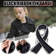 CLEOES Black Ribbon Pin, Awareness Skin Cancer Funeral Ribbon Badge Brooch, Simple Melanoma Cancer B
