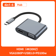 ZUZG Laptop USB Type C Docking Station 4IN1 PD100W USB3.0 HDMI*2 USB Type C Hub 4K Type C to HDMI US