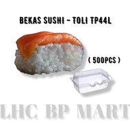 [LHC] TOLI-TP44L BEKAS SUSHI / DISPOSABLE PP PLASTIC SUSHI CONTAINER / BEKAS SUSHI SINGLE (500PCS)