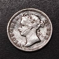 Straits Settlement Queen Victoria 5 Cent Silver Coin 1901