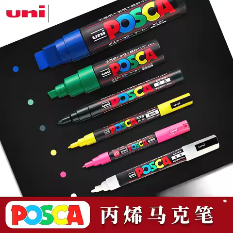 1 pcs UNI POSCA PC-3M 0.9-1.3mm acrylic marker pen with thin tip CD metal glass comic book drawing c