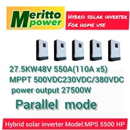 27.5KW/33Kw Hybrid solar inverter 48V550A(110Ax5)/660A(110Ax6)500VDC 230VAC/380VDC 50Hz work with battery lithium.