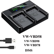 Dual Battery Charger For Panasonic camcorder AG-DVX200PJ 3DA1 3DA1E 3DA1P AC8EJ