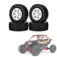 4Pcs 76Mm 1.55 Metal Beadlock Rim Rubber Tires 110 Rc Crawler Car