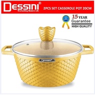 DESSINI Mermaid 20cm Cookware Casserole Pot Granite Die Cast Aluminium Non Stick Bowl Deep Fry Pan P