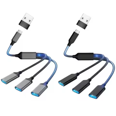 USB 1 to 3 extension cable, 1-in-3-out, USB-C 1 male to 3 female adapter, USB multifunctional fast c