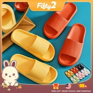 FIFTY2 FS103 Home Slipper Thick Sole Flat Shoes Comfy Indoor Unisex Women Men Shower Kasut Rumah Ant