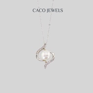 CACO 3A Premium Freshwater Pearl Necklace 925 Sterling Silver Diamond Zirconia "Recursive" (1 Piece)