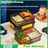 Ed Food Grade Bento Lunch Box 2/3 Compartments Leakproof Lid Reusable Meal Prep Container for Work P