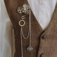 Gothic Vampire Bat Retro British Style Tassel Steampunk Gay Accessories Shirt Vest JK Brooch annuan.