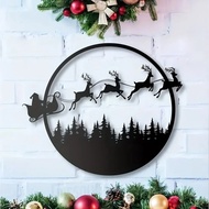 CIFbuy 2D Merry Christmas Round Metal Wall Sign Art