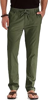 Men's Linen Trousers, Lightweight Summer Trousers, Men's Trousers, Casual Beach Trousers with Drawst