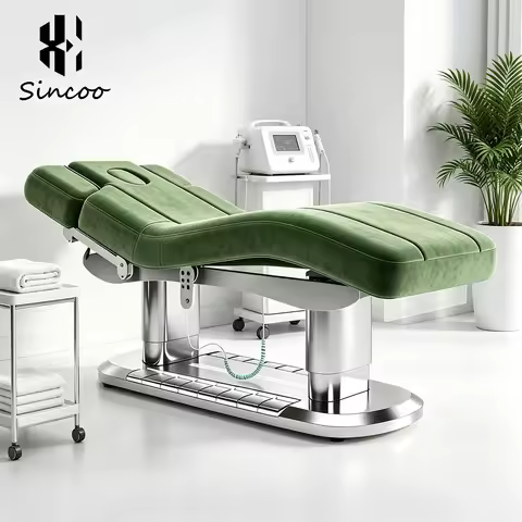 Luxury Green Velvet Spa Room White Facial Beauty Lash Extension Bed 4 Motors Electric Massage Tables