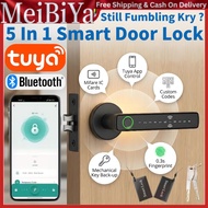 5-in-1 Tuya B7 Smart Door Lock Fingerprint Password RFID Card Kunci Pintu Pintar Digital App Control