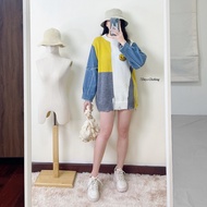 7days Clothing-Authentic Denim Sleeve Smile Knitted Shirt