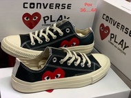 SALE！！รองเท้าผ้าใบConverse play COMME des GARCONS PLAY xConverse Chuck 70 กลับมาอีกครั้งในลายปริ้นท์รูปหัวใจใหม่ล่าสุด สินค้าพร้อมส่ง พร้อมกล่อง