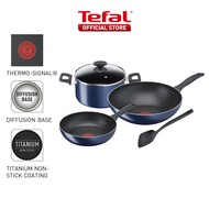 Tefal Clear Cook 5pc Set (Frypan 20 + Wok Pan 28 + Stewpot 22 + lid + Spatula) B266S5