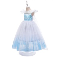 Disney Bé Gái Frozen Elsa Đầm Bay Tay Ren Gradient Xù Edge Công Chúa Cosplay Trình Diễn Trang Phục Á