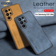 KISSCASE For Samsung S24Ultra Sheepskin Leather Case For Samsung Galaxy S24 S23 S22 Ultra 5G S21 Plus S20FE Note 20Ultra 10Pro A73 A53 Protection Silicone Bumper Phone Cover