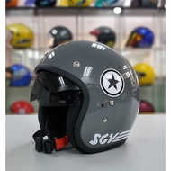 [FREE TINTED SUNGLASS] 100% Original SGV Star Retro Classic Motorcycle Helmet Topi Motorsikal Motor 