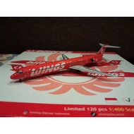 1/400 Scale McDonnell Douglas MD-82 Wings Red PK-LMP (JC Wings - Airshop Diecast Jakarta) aircraft m
