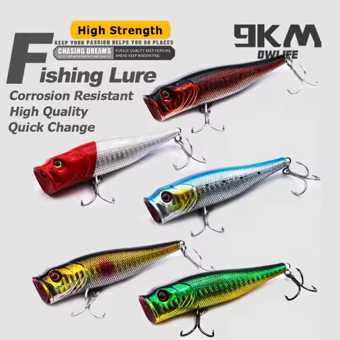 Popper Fishing Lures Saltwater 7~9cm Striper Pike Salmon Lures Bass Topwater Fishing Lure Popper Fis