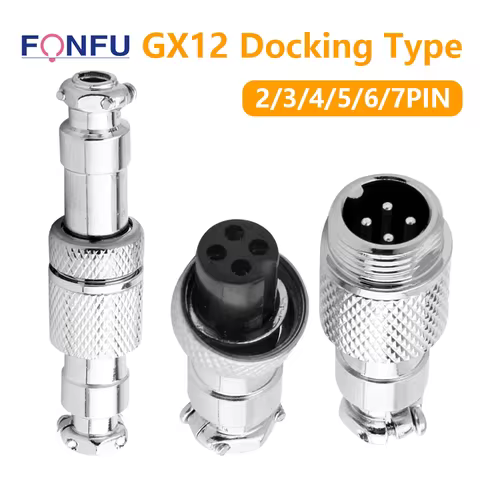 5pcs GX12 Connector Aviation Plug Socket butt 2/3/4/5/6/7Pin Male Female M12 Docking Aviation Connec