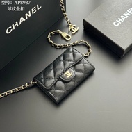 [Old Fairy] Super Mini Classic Lambskin Chain Waist Bag Caviar Cowhide Card Holder Lychee Pattern Ca
