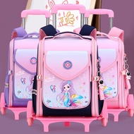 Trolley School Bag Girl Beg Sekolah Roda   School Bag Trolley   2 or 6 Wheel  Primary School Backpack Wheeled Lightweight Detachable Preschool Kindergarten Kids Gift R6043