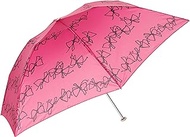 Jill Stuart AURORA JI-17721-21 Ribbon Pattern Lightweight Carbon Folding Umbrella, Women's, fuchsia pink, 親骨55㎝ カーボン