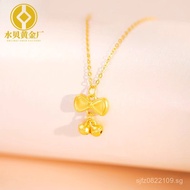999Wholesale Pendant Bowknot Pure Gold3D999Butterfly Shell Valentine's Day Necklace Bell Gift for Wo