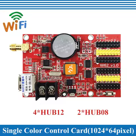 HD-W62 USB+Wifi 4*HUB12 2*HUB08 Single Color(1024*64 Pixels) & Dual Color(512*64 Pixels) LED Display