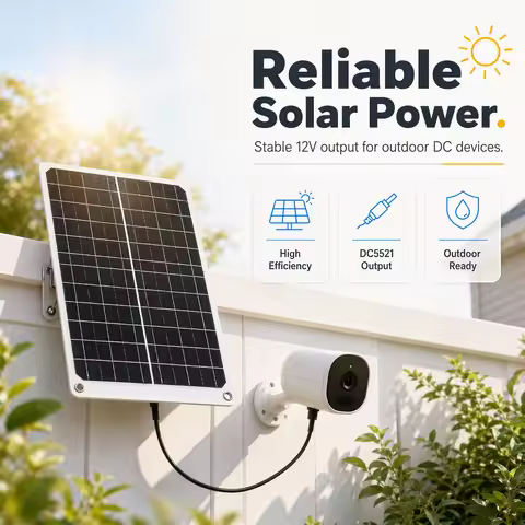 11W 12V Monocrystalline Solar Panel DC5521 Output 24.5% Efficiency Outdoor Solar Charger for Camera 