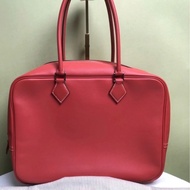 HERMES/愛馬仕 齋普爾粉銀扣plume32手提包 T刻