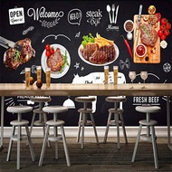 Custom Black hand-painted steak theme restaurant custom mural western industrial decoration self-adh