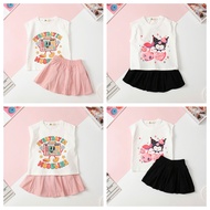 LITIBABY Baby girl's clothing set, T-shirt, kuromi pleated skirt, size 4 to 12 years old