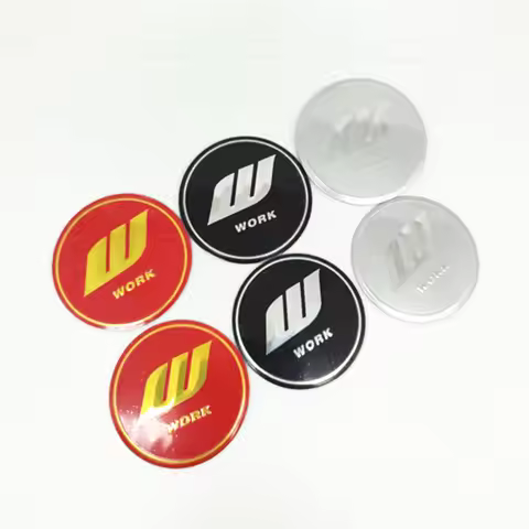 4pcs 45mm 50mm 56mm 65mm W Work Wheel Center Cap Sticker Car Aluminum Emblem Badge Hubcap Logo