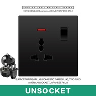 LEJIA modern lighting wall black dimmer switch paint panel 13A universal socket 3 pin plug power poi