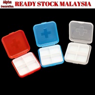 💥READY STOCK💥4 Slot Portable Square Medicine Vitamin Box Pill Case Storage Organizer Holder Travel