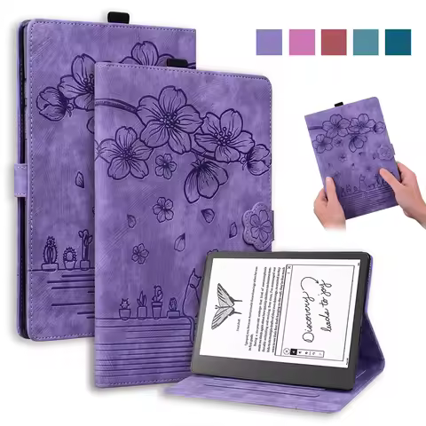 Funda For Kindle Scribe Case 10 2 inch Embossed 3D Flower Wallet Stand Flip Cover For Coque Kindle S