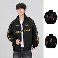F1 Lamborghini Racing Jacket Black Embroidery Motorcycle Riding Jaket Lelaki Sport Winkbreker Jeket