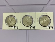（十角形伍圓一套）香港硬幣英女王伊利沙伯 1976，1978 & 1979 年五元 Government of Hong Kong Queen Elizabeth ll 1976，1978 & 197
