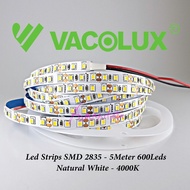 Vacolux Led Strip Lights Dc12V 2835 Natural~White 4000K 600Led 5M Ip33