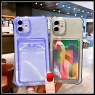 For Samsung Galaxy A54 A34 A13 A14 A23 A53 A73 A03 A12 A50 A50S A30S A52 A52s 5G With Wallet Clip Card Holder Shockproof Cover Silicone Transparent Phone Case Casing