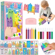 ECYOU Color Scratch Painting, DIY Material Animal Pattern Squeegee Art Kids Paint Kit, Drawing Paper