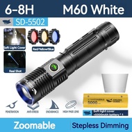 Smiling Shark SD5502 LED Torchlight M60 6000 Lumens Super Bright Flashlight White Yellow Blue Red Li