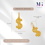 Merlin Goldsmith 22K 916 Gold Stamping Dollar Sign Pendant Series (Circle / 3D)