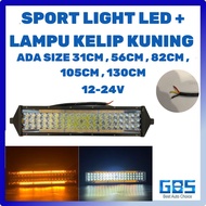 GBS CAR LED SPORT LIGHT BAR LED 12V 24V WHITE SPORT LIGHT YELLOW FLASHING LIGHT COMBO BEAN FOR CAR LORRY TRUCK OFFRAOD