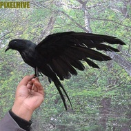 PIXELHIVE​ Fake Crow Seasonal Durable Bird Deter Miniatures Hunting Decoy DIY Crow Statue